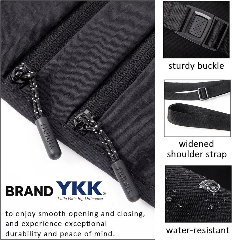 YIPINU Crossbody Money Belt for Travel Women & Men Hidden, Travel Wallet Pouch - Slim Passport Holde, RFID Blocking Neck Wallet Under Clothes to Protect Cash, Credit Cards and Documents (KHAKI) - Image 3